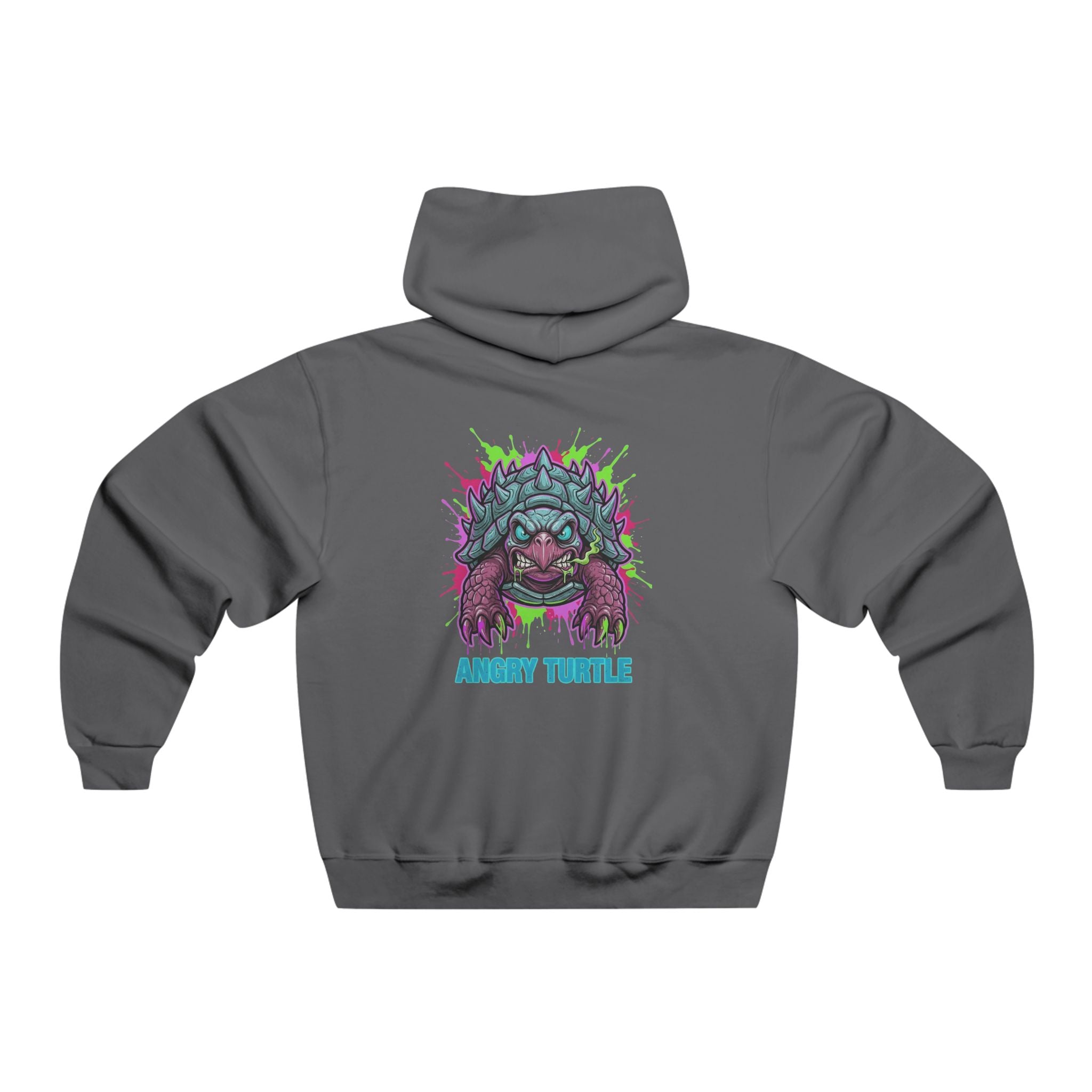 Angry Turtle Graphic Hoodie — Neon Retro Turtle Skull Design
