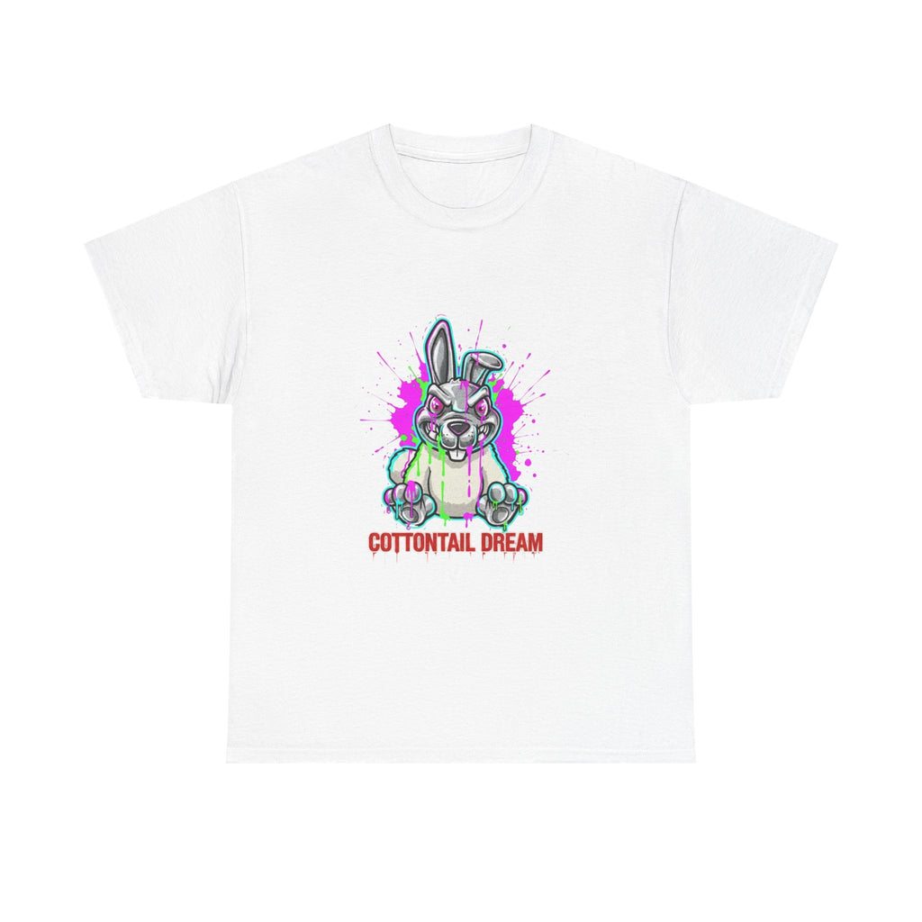 Cottontail Dream Bunny Illustration Tee | Cute Neon Rabbit Shirt