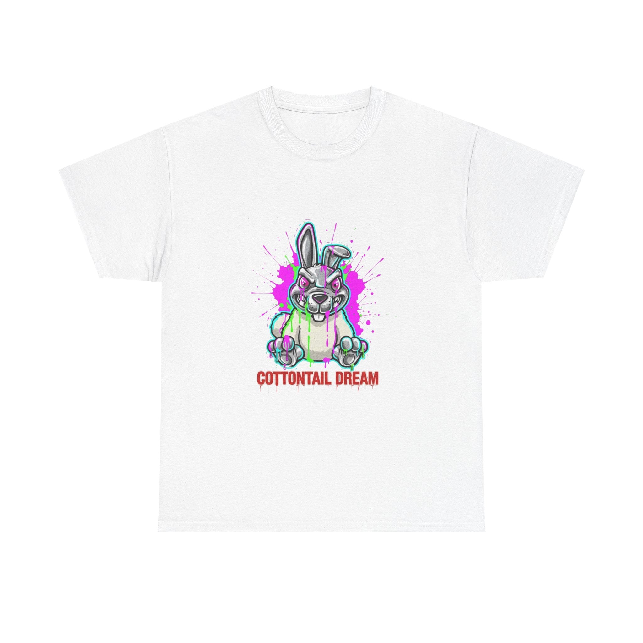 Cottontail Dream Bunny Illustration Tee | Cute Neon Rabbit Shirt