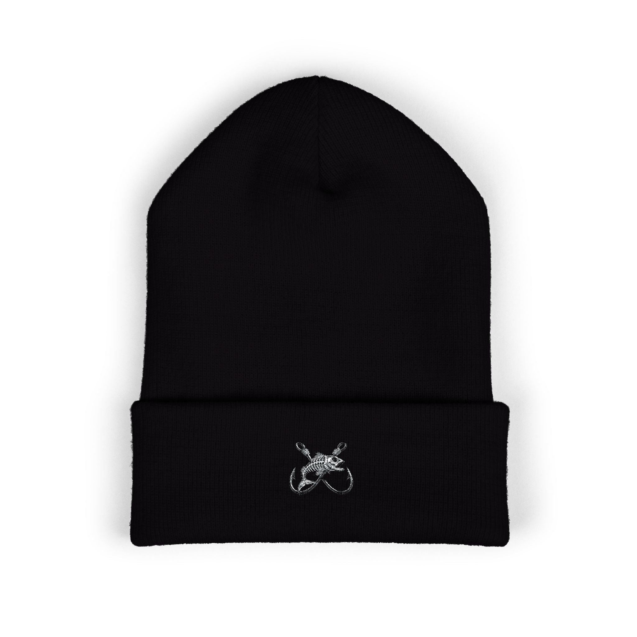 Fishing Beanie Reel Life Hook & Fish Skeleton Embroidery  Rustic Outdoor Fisherman Hat Winter Knit Cap  Gift for Anglers Reel Freedom Beanie