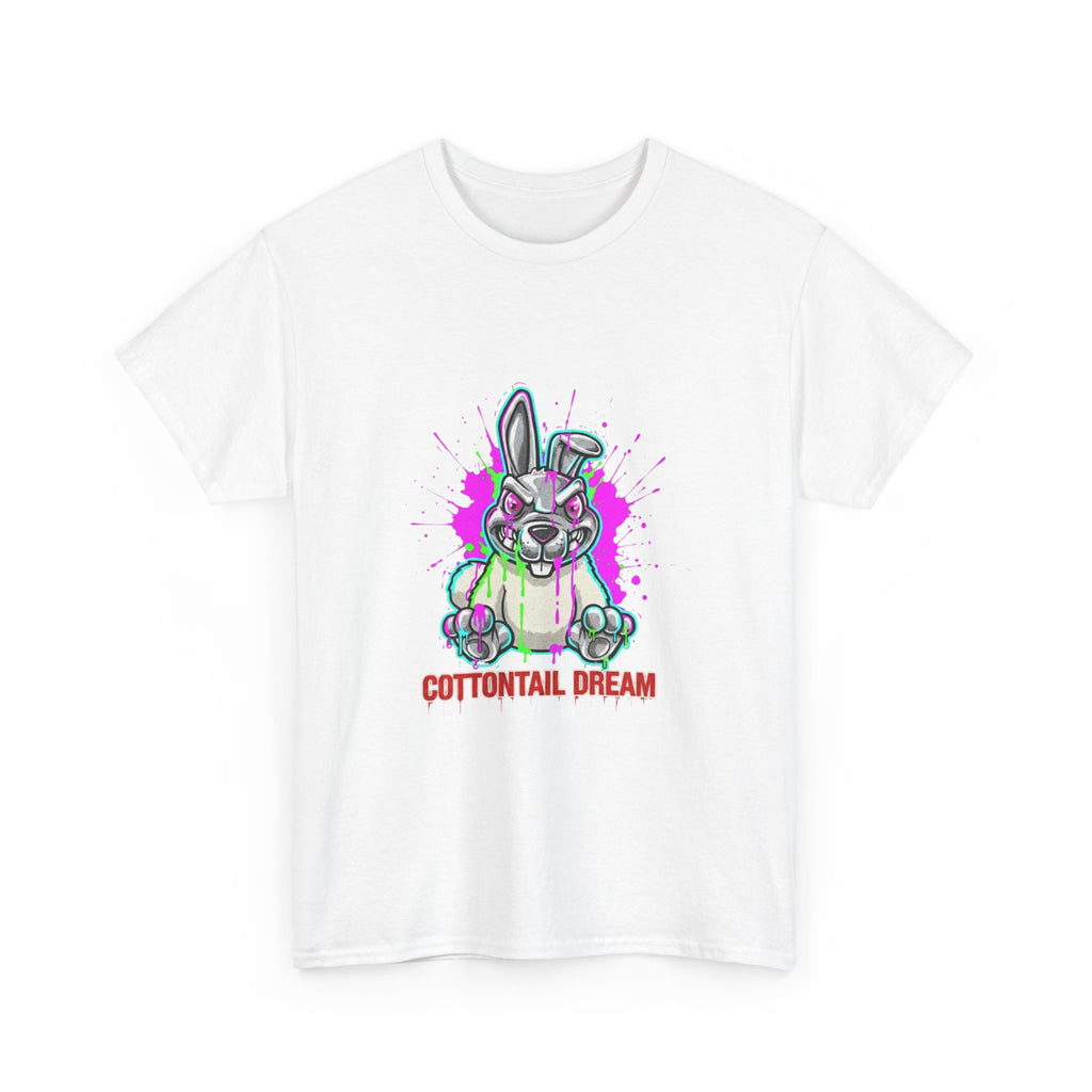 Cottontail Dream Bunny Illustration Tee | Cute Neon Rabbit Shirt