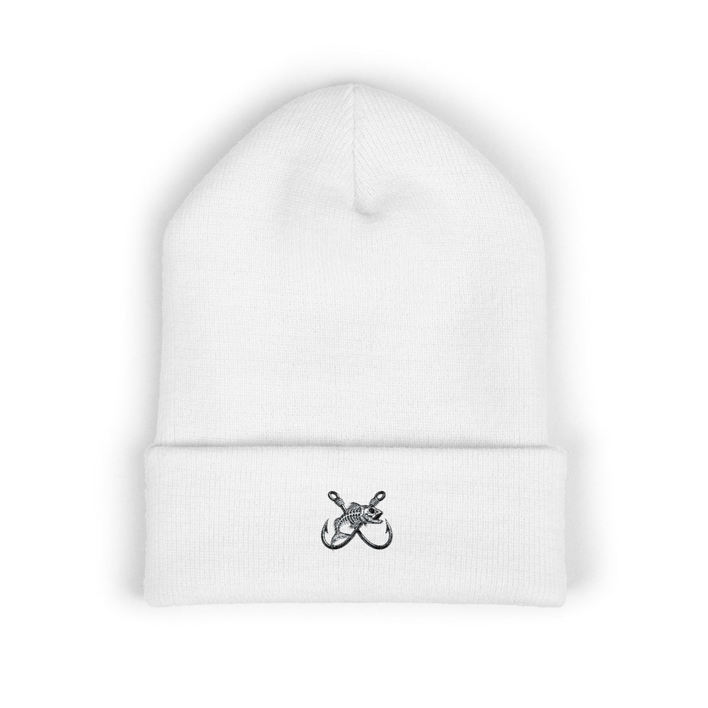 Fishing Beanie Reel Life Hook & Fish Skeleton Embroidery  Rustic Outdoor Fisherman Hat Winter Knit Cap  Gift for Anglers Reel Freedom Beanie