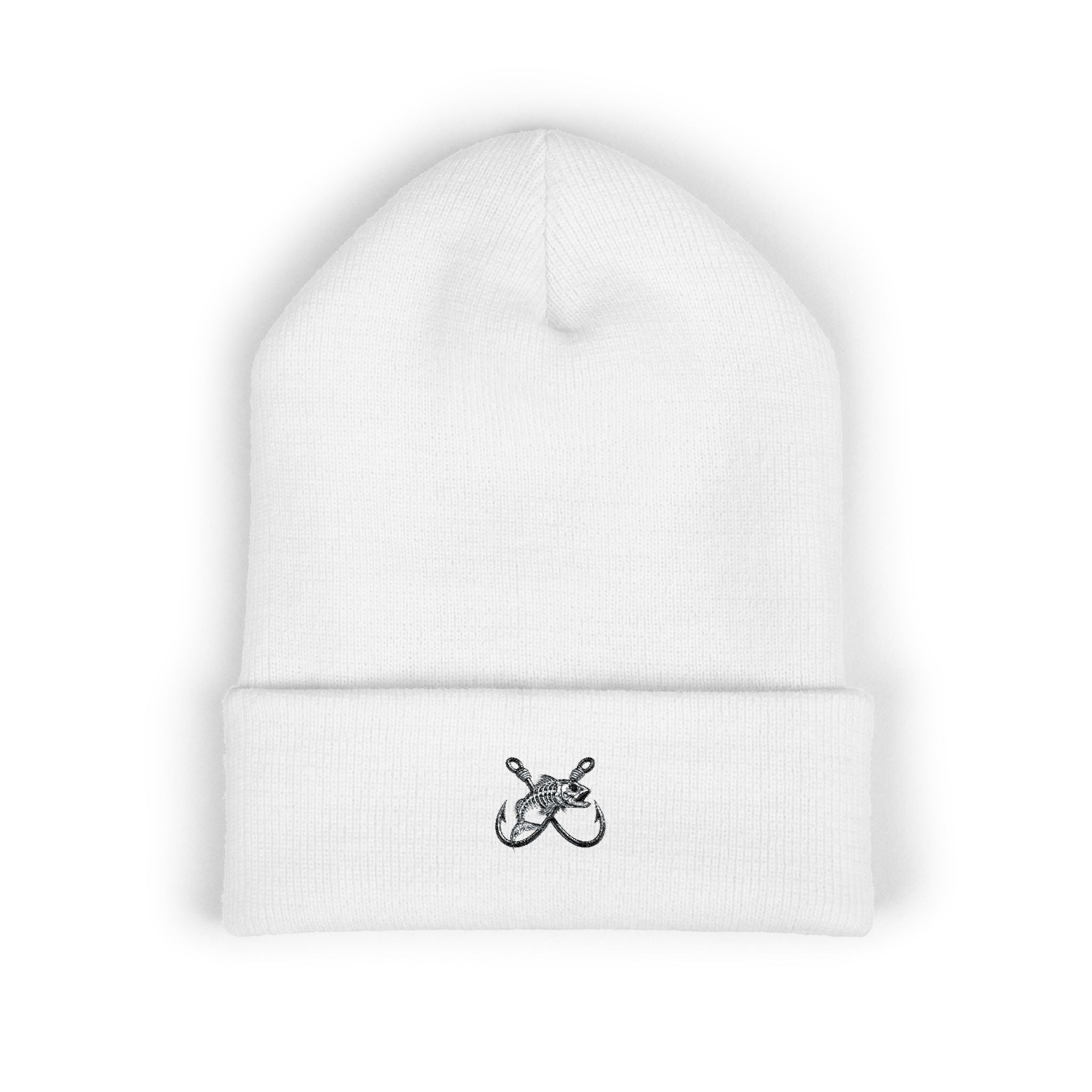 Fishing Beanie Reel Life Hook & Fish Skeleton Embroidery  Rustic Outdoor Fisherman Hat Winter Knit Cap  Gift for Anglers Reel Freedom Beanie