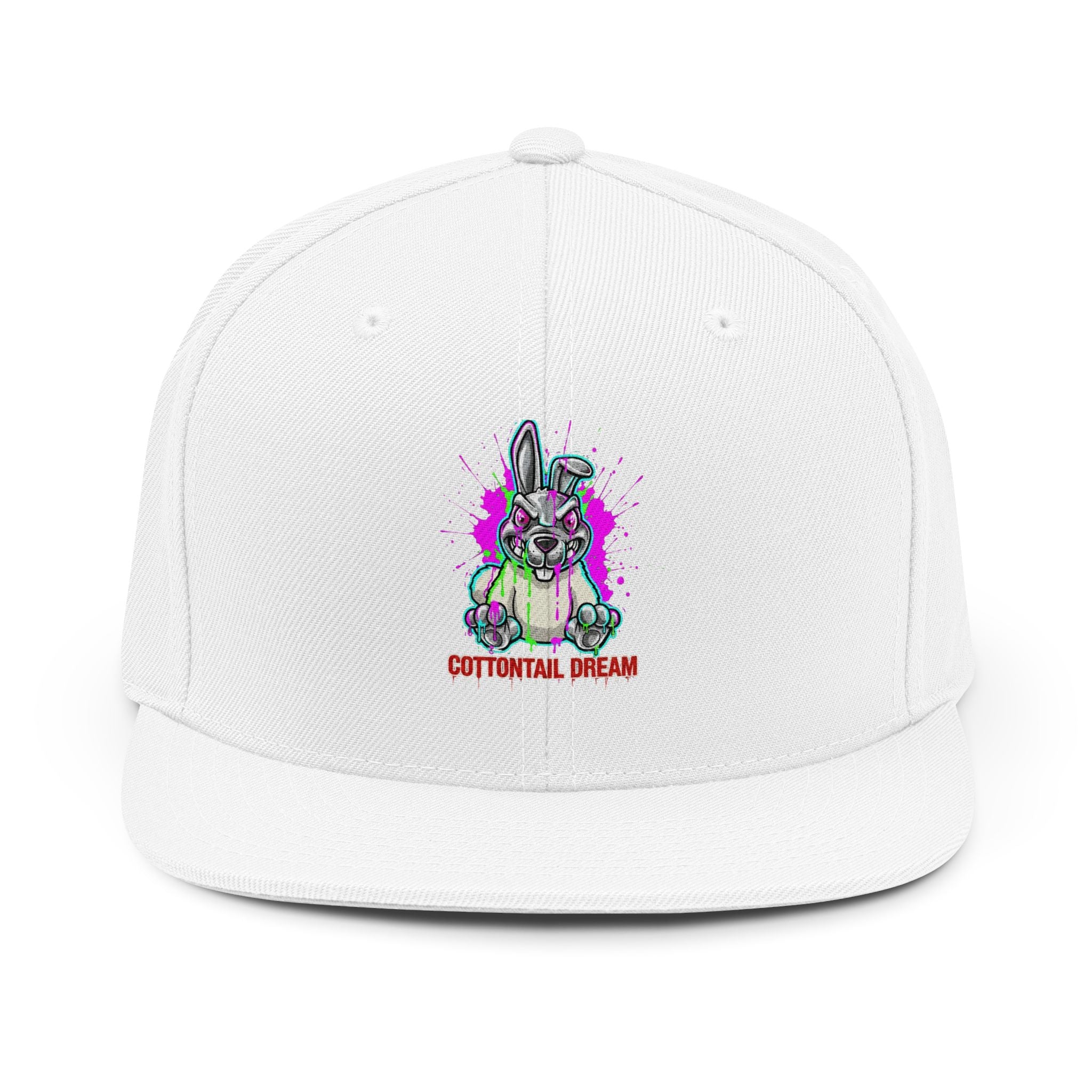 Cottontail Dream Snapback Hat - Colorful Bunny Graphic Cap