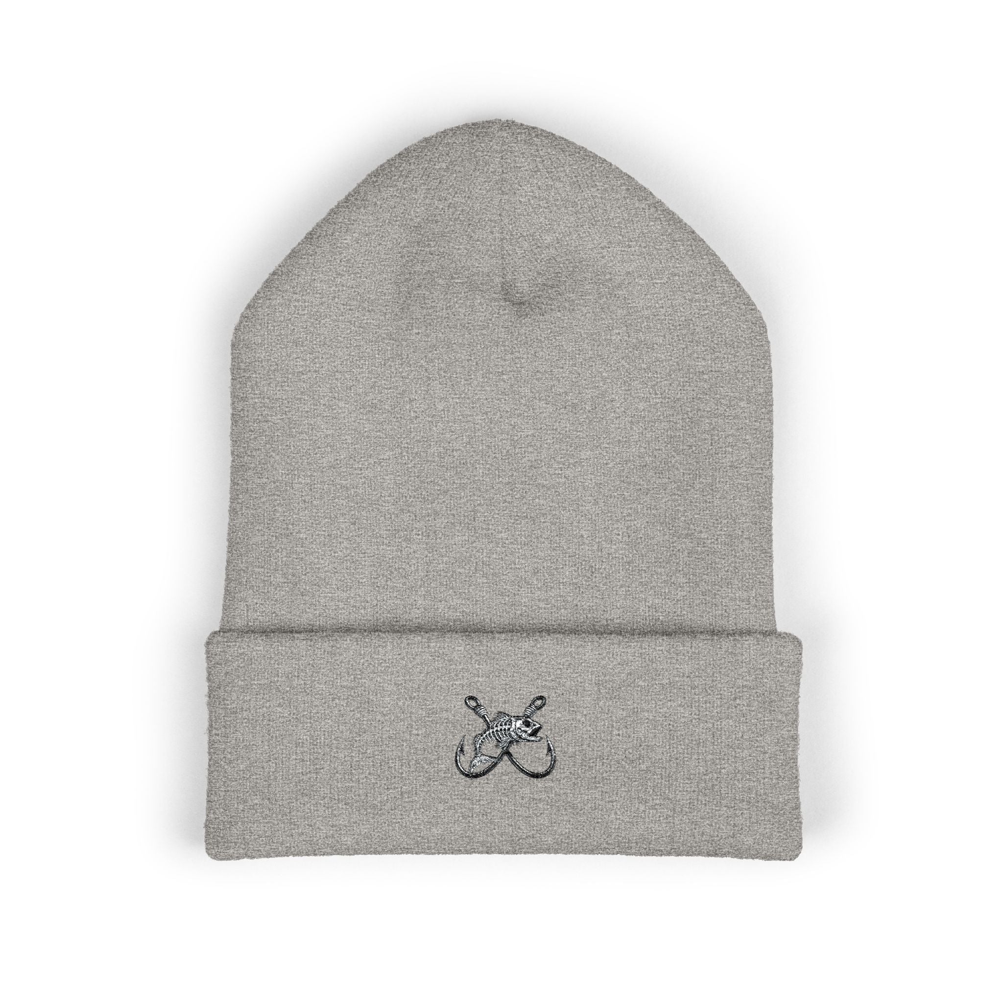 Fishing Beanie Reel Life Hook & Fish Skeleton Embroidery  Rustic Outdoor Fisherman Hat Winter Knit Cap  Gift for Anglers Reel Freedom Beanie